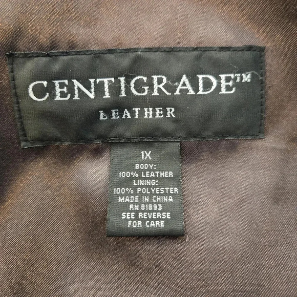 Vintage Centigrade Leather Button Down Shacket Shirt Jacket Brown Womens Size 1X - Picture 8 of 12